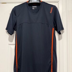 Reebok Men's Navy and Orange Short Sleeve Tee
